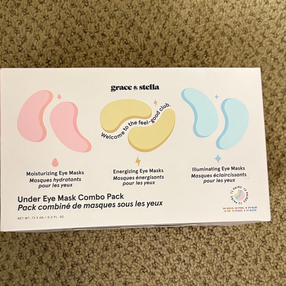 Grace & Stella Eye Mask Collection - Gold, Pink, Blue 72 pairs / 24 each